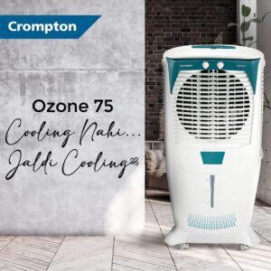 Crompton Ozone 75-Litre Inverter Compatible Desert Air Cooler with Honeycomb Pads for Home and Commercial